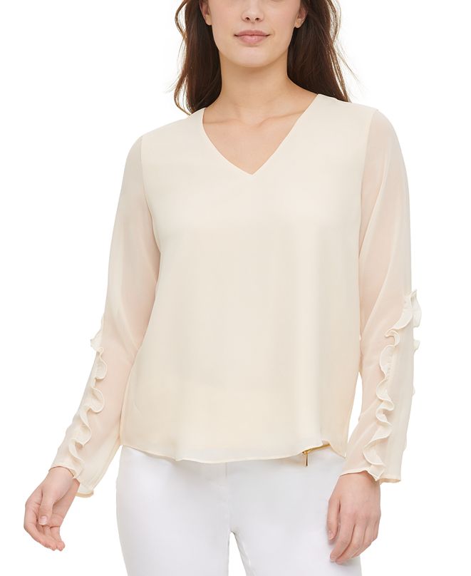 calvin klein ruffle sleeve