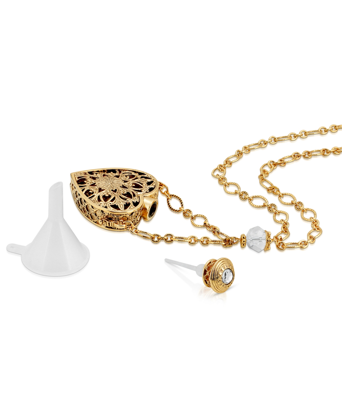 Shop 2028 14k Gold-tone Crystal Filigree Heart With Glass Vial Necklace