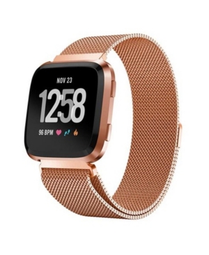 image of Posh Tech Unisex Fitbit Versa Rose Gold-Tone Stainless Steel Watch Replacement Band