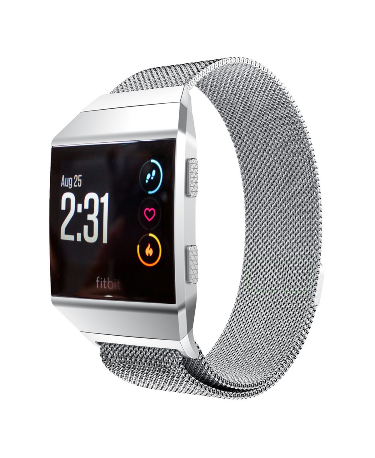 Unisex Fitbit Alta Silver-Tone Stainless Steel Watch Replacement Band - Silver-Tone