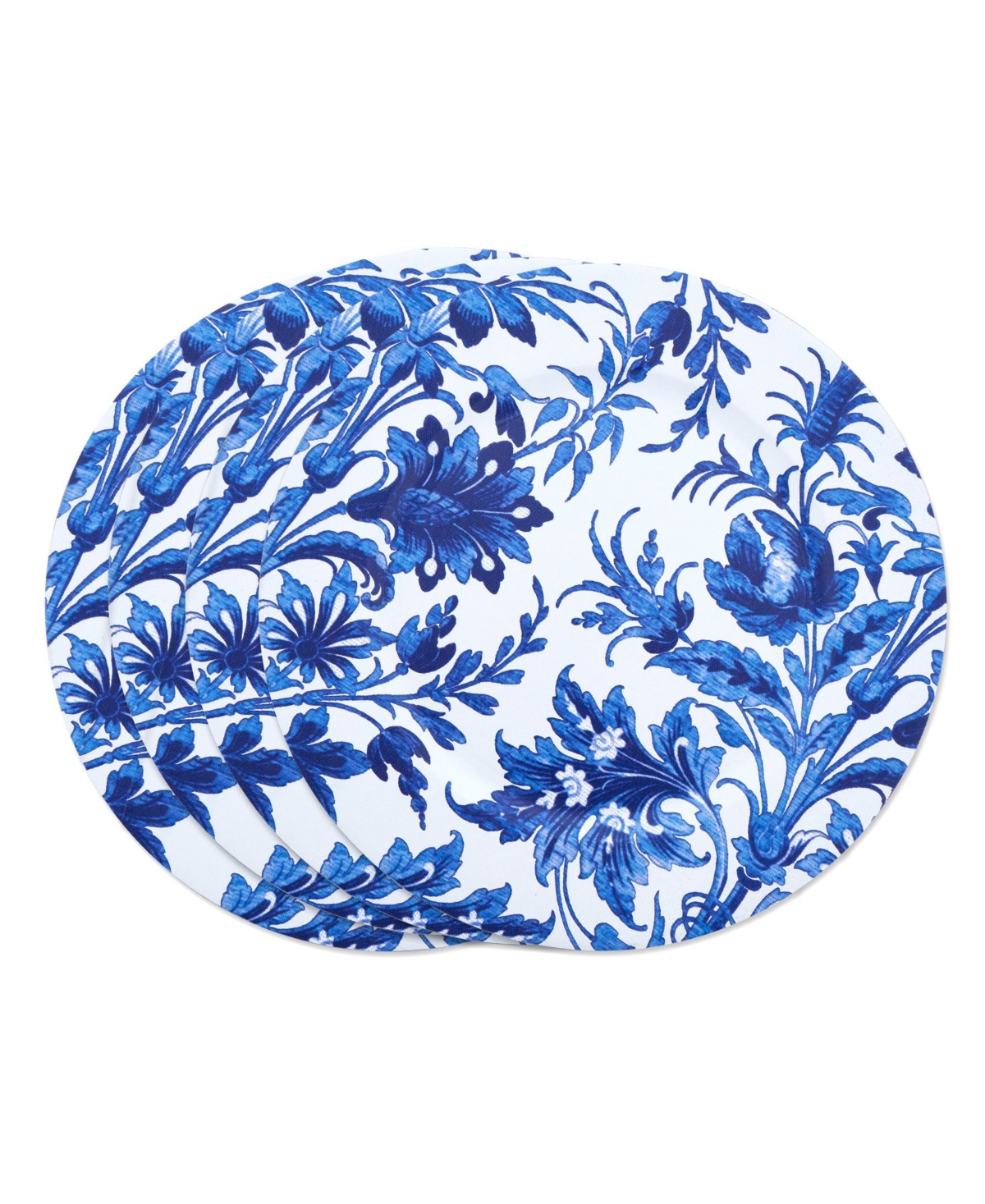 French Style Floral Print Decorative Charger Plate Set of 4 - Sapphire