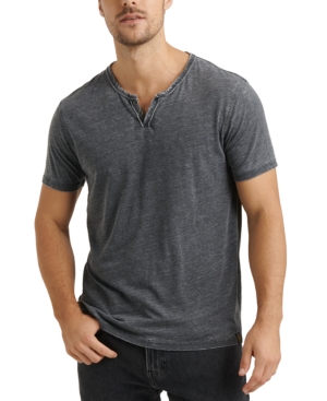 Shop Lucky Brand Men's Venice Burnout Notch Short Sleeves T-shirt In Jet Black
