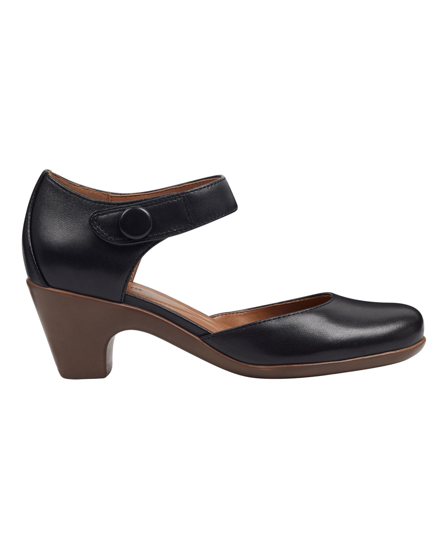 Женские туфли Easy Spirit Clarice Mary Jane Block Heel Pumps, цвет: Чёрный кожаный — фото 2