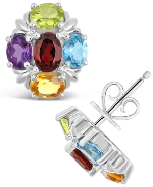 image of Multi-Gemstone (3-1/5 ct. t.w.) Stud Earrings in Sterling Silver