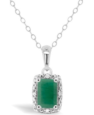 Sapphire (5/8 ct. t.w.) and Diamond Accent Pendant Necklace in Sterling Silver (Also Available in Emerald)