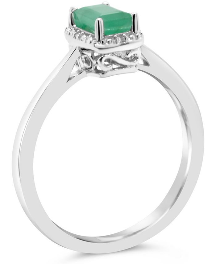Macy's - Emerald (5/8 ct. t.w.) and Diamond Accent Ring in Sterling Silver