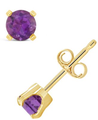 Macy's - Gemstone Stud Earrings in 14K Yellow Gold