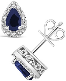 Sapphire (9/10 ct. t.w.) and Diamond Accent Stud Earrings in Sterling Silver (Also in Ruby)