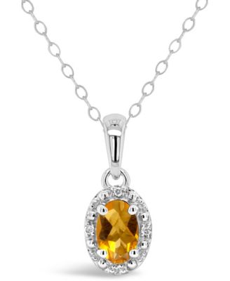 Gemstone and Diamond Accent Pendant Necklace in Sterling Silver