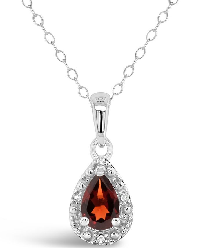 Macy's - Gemstone and Diamond Accent Pendant Necklace in Sterling Silver
