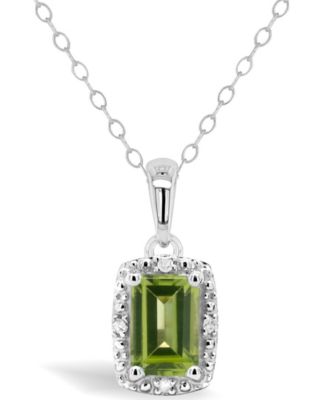 Gemstone and Diamond Accent Pendant Necklace in Sterling Silver