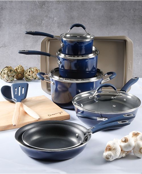 Cravings By Chrissy Teigen 14 Pc Nonstick Aluminum Cookware Set Reviews Cookware Sets Macy S