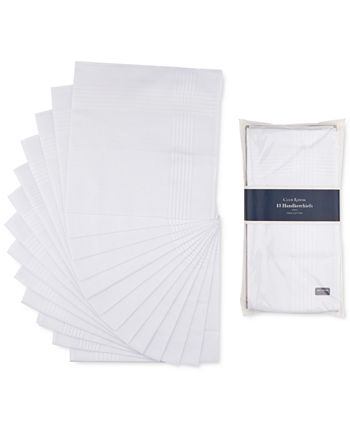 Club Room - Men's 3-Pc. White Border-Stripe Handkerchief Set