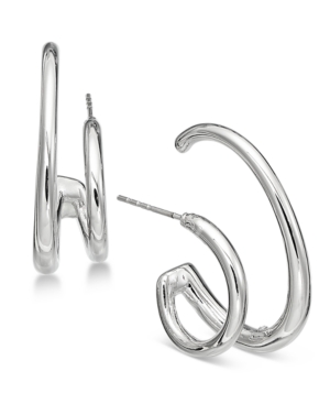 image of Alfani Silver-Tone Rounded Tube Hoop Earrings, Created for Macy-s