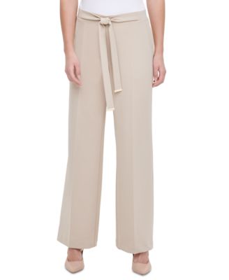 white high waisted wide leg dress pants