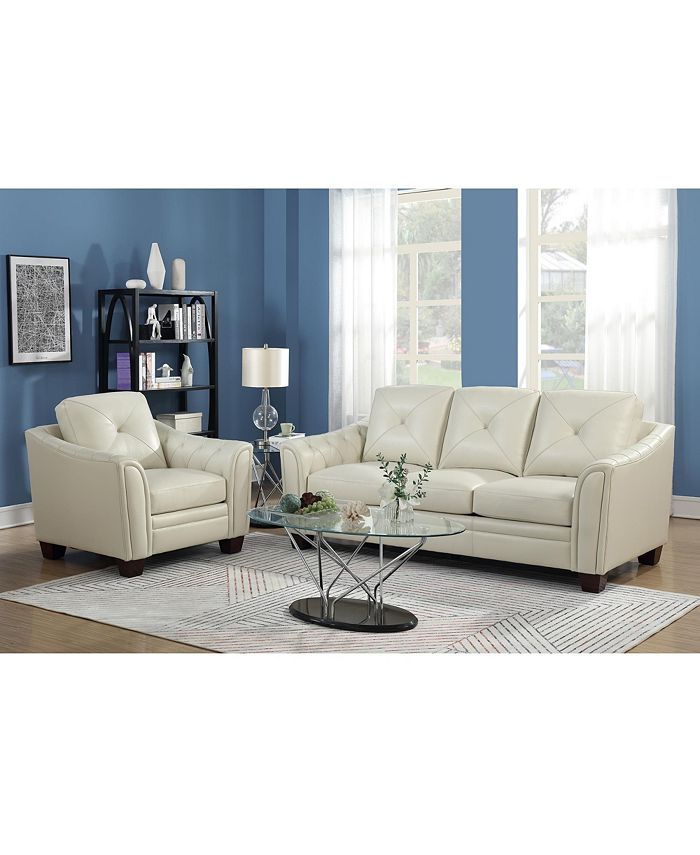 Nice Link Jaira Tufted Leather Sofa Macy's