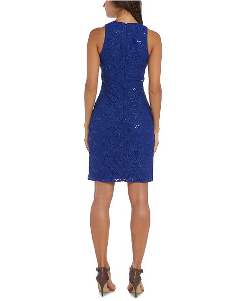 Nightway Women's Sequined Lace Cocktail Dress Blue Size 8