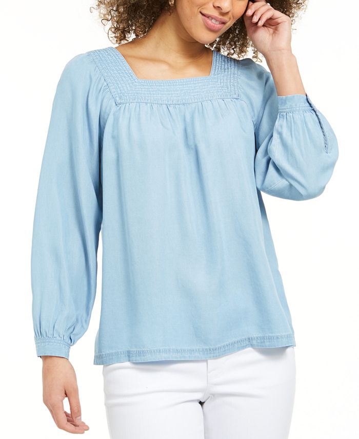 Style & Co Square-Neck Top, Created for Macy's - Macy's