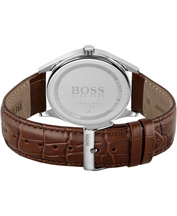 BOSS - Men's Distinction Brown Leather Strap Watch 42mm