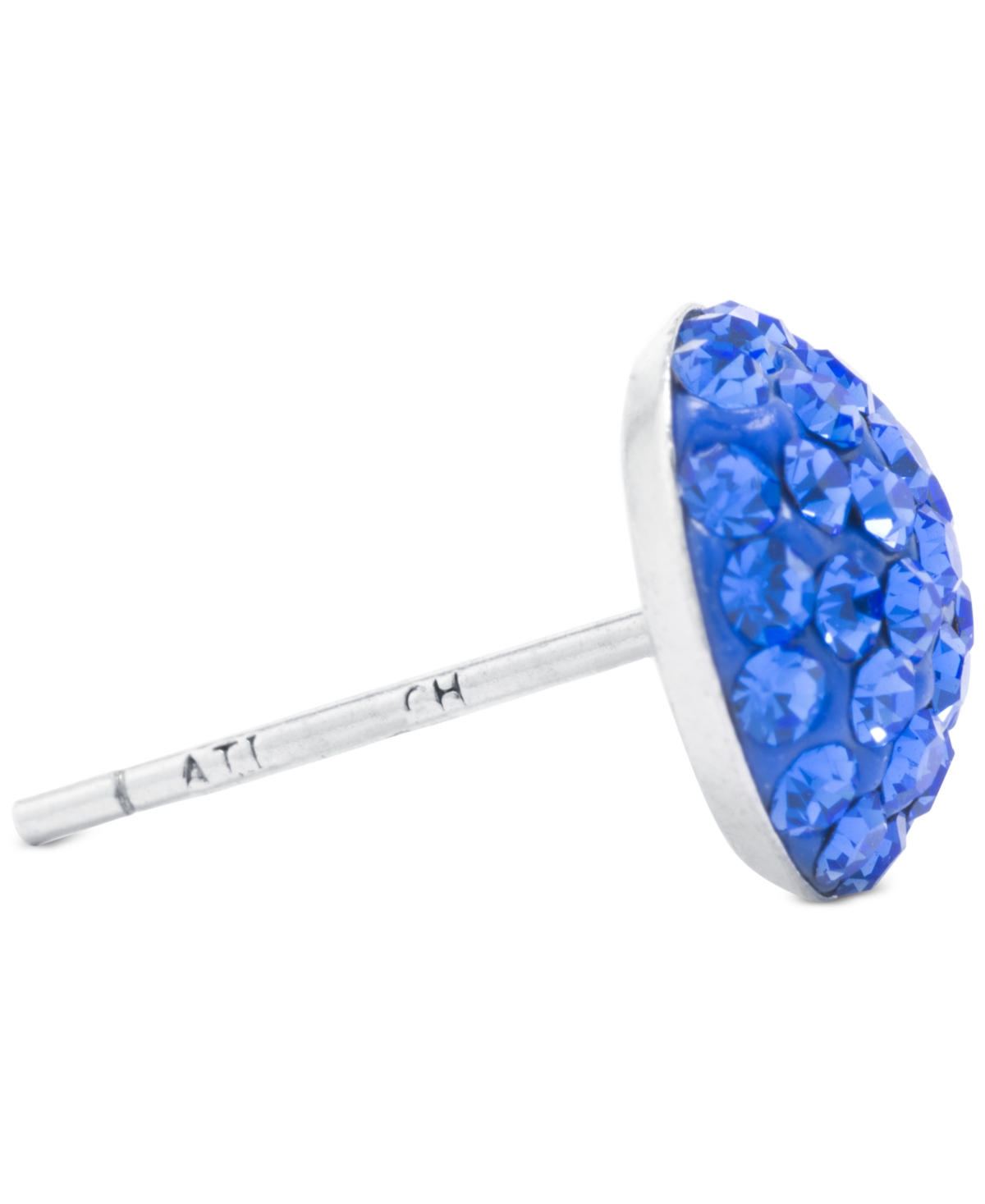 Crystal Pave Stud Earrings in Sterling Silver. Available in Clear, Gray, Red or Multi - BLUE