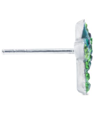 Crystal Multicolor Pav&eacute; Hummingbird Stud Earrings in Sterling Silver