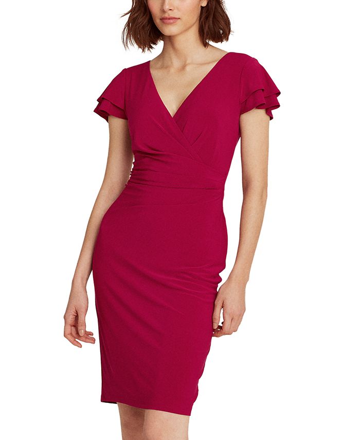 Lauren Ralph Lauren Flutter Sleeve Surplice Dress Macys