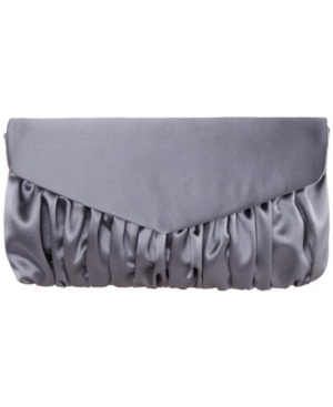 Nina Salome Ruched Satin Soft Clutch In Stone