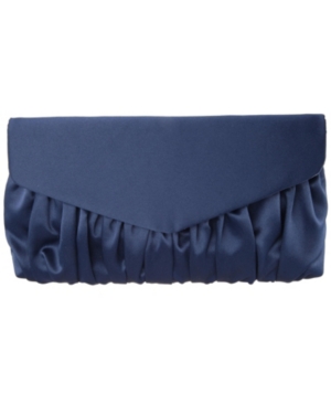 Nina Salome Ruched Satin Soft Clutch In Navy