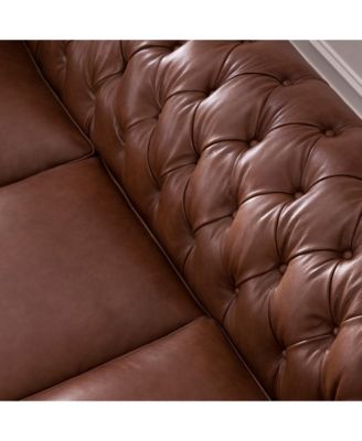 Alexandon Leather Chesterfield Tufted Sofa with Roll Arm