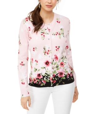 Karen Scott Petite Riverdale Terrace Floral-Print Cardigan Created for Macy's