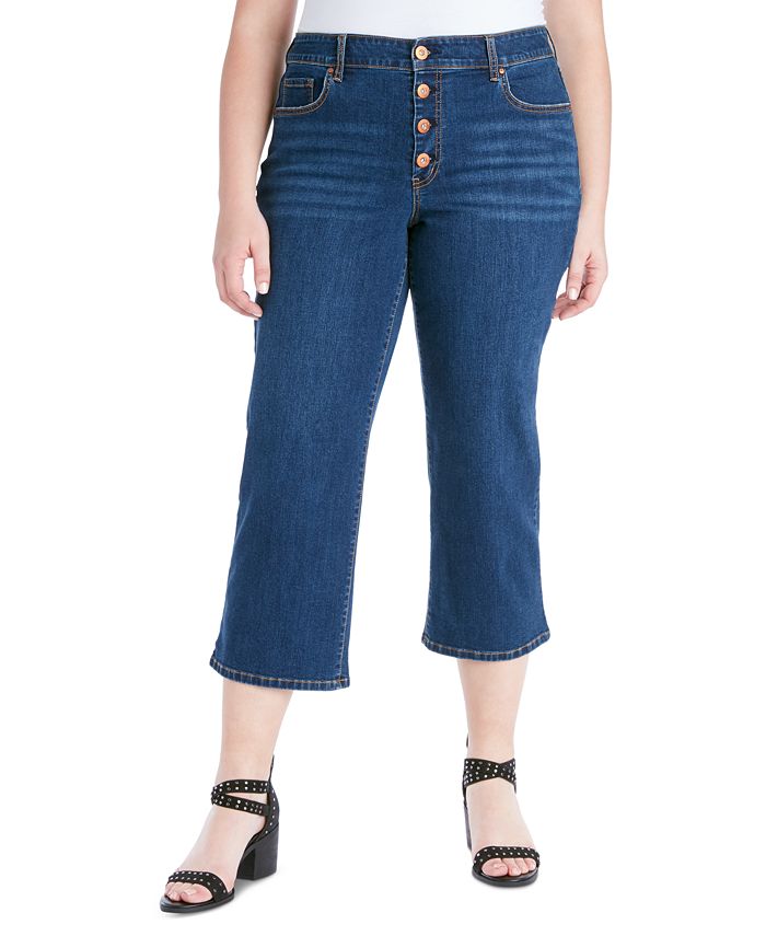 Jessica Simpson Trendy Plus Size Adored Cropped Wide-Leg Jeans ...
