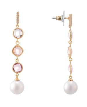 image of Nina Bezel Station and Pearl Linear Earring