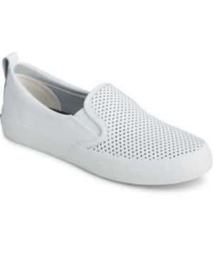 Shop Sperry Women's Crest Twin Gore Perforated Slip On Sneakers, Created For Macy's In White