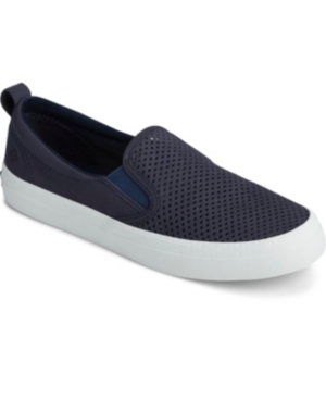 Shop Sperry Women's Crest Twin Gore Perforated Slip On Sneakers, Created For Macy's In Navy