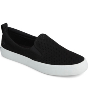Shop Sperry Women's Crest Twin Gore Perforated Slip On Sneakers, Created For Macy's In Black