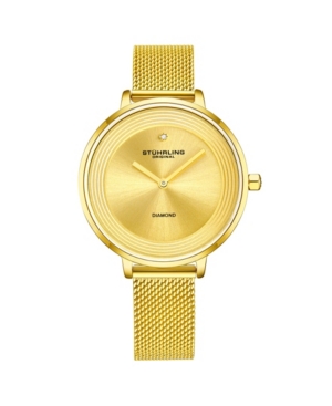 image of Stuhrling Women-s Gold Tone Mesh Stainless Steel Bracelet Watch 37mm