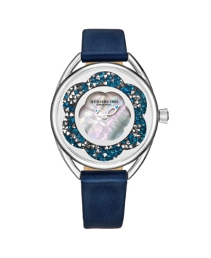 image of Stuhrling Women-s Blue Leather Strap Watch 38mm