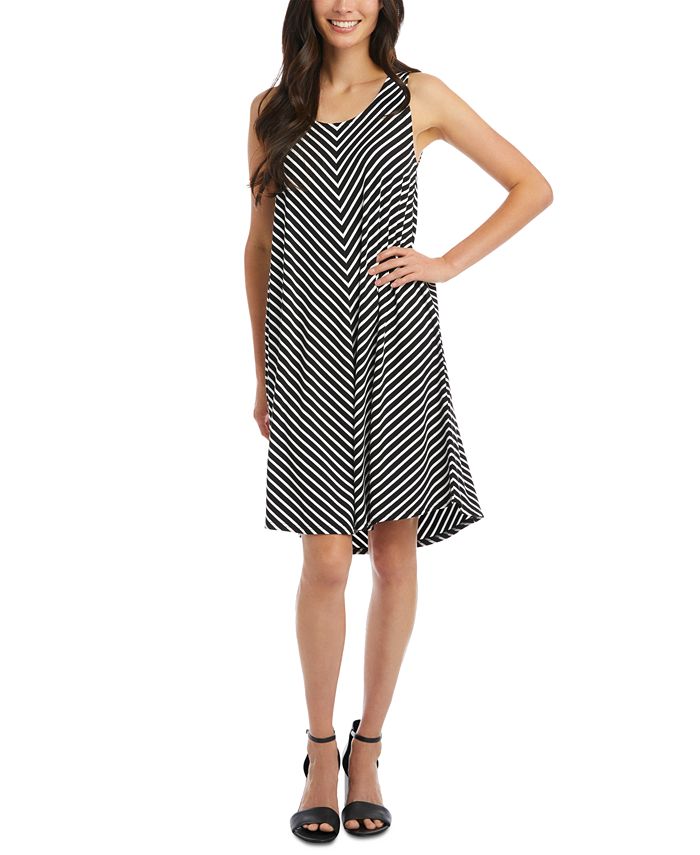 Karen Kane Mitered-Stripe High-Low Sleeveless Dress - Macy's