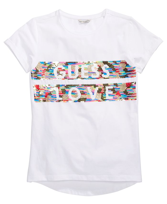 Guess Big Girls Reversible Sequin Love Shirt Reviews Shirts Tops Kids Macy S