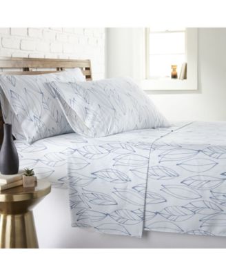 Southshore Fine Linens Modern Foliage Ultra Soft 4 Piece Sheet Sets Bedding In Blue