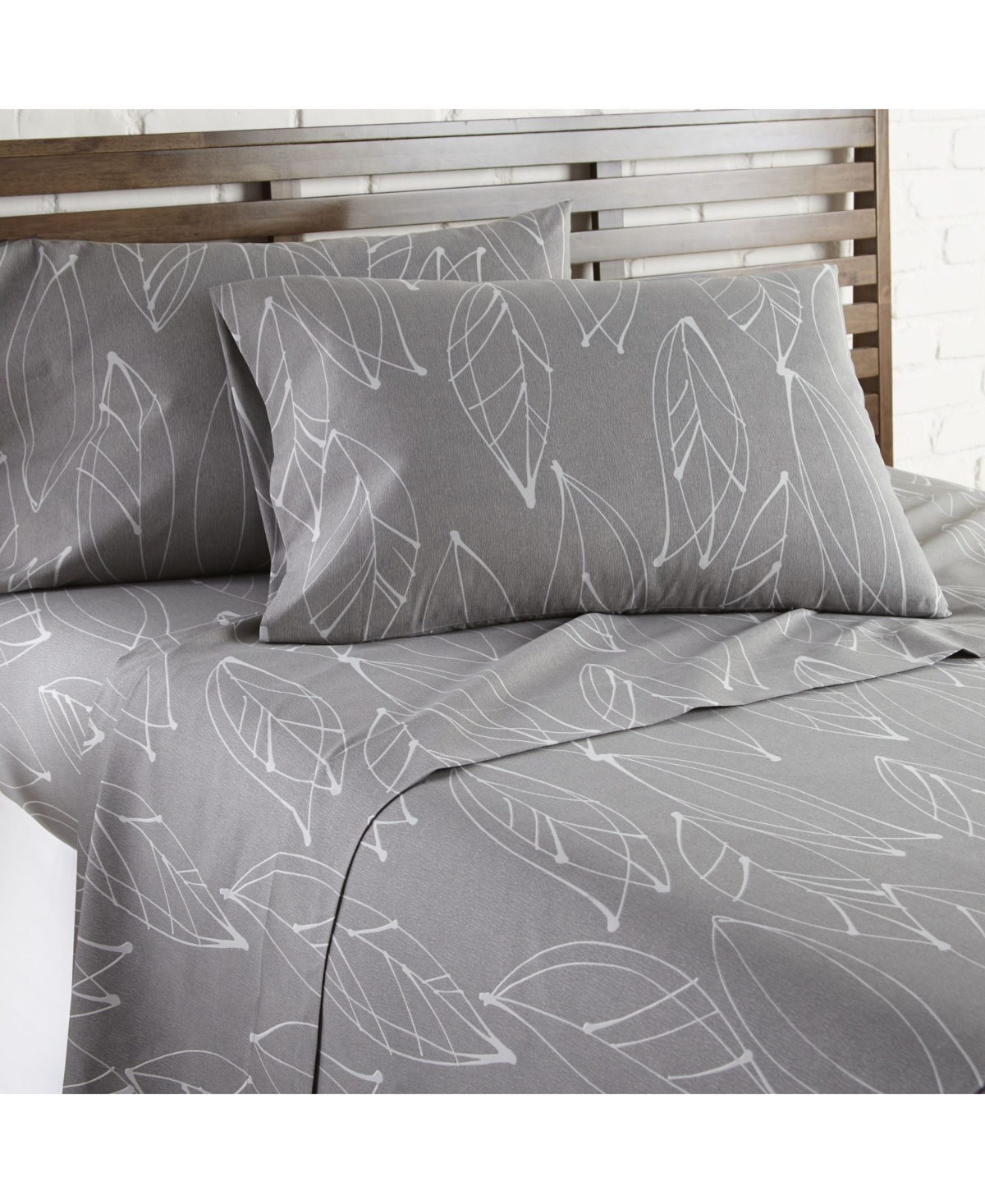 Southshore Fine Linens Modern Foliage Ultra Soft 4 Piece Sheet Sets, Twin Xl In Gray