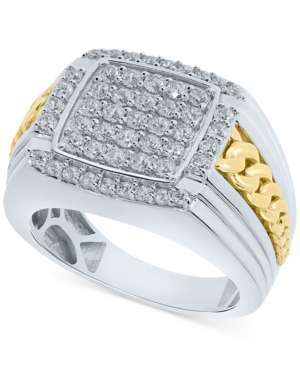 image of Men-s Diamond Cluster Ring (1-1/2 ct. t.w.) in 10K White Gold & Yellow Gold