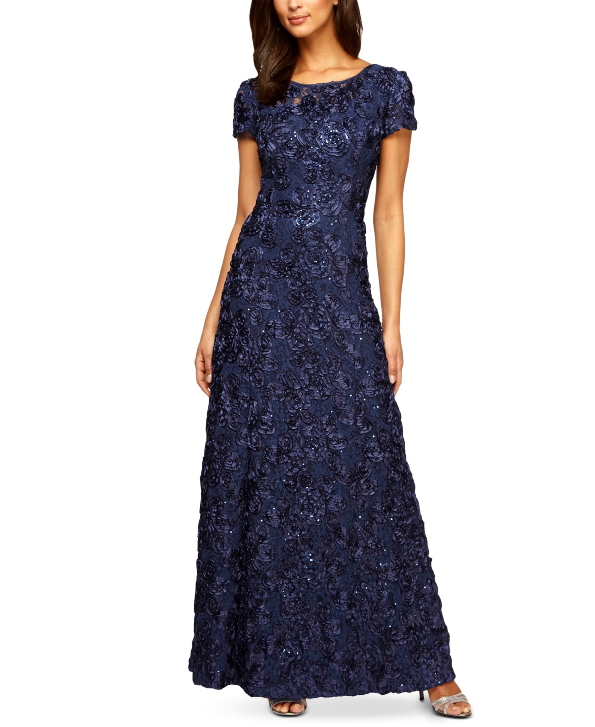 Alex Evenings Rosette A-Line Gown