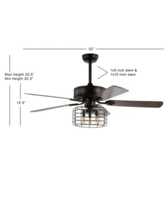 Asher 52" 3-Light Industrial, Wood Led Ceiling Fan with Remote
