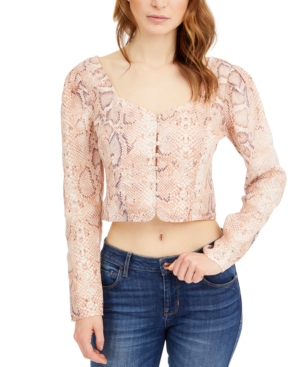 image of Guess Telana Animal-Print Cropped Top