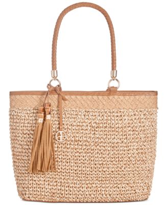 Giani Bernini Marled Straw Tote, Created for Macy's - Macy's