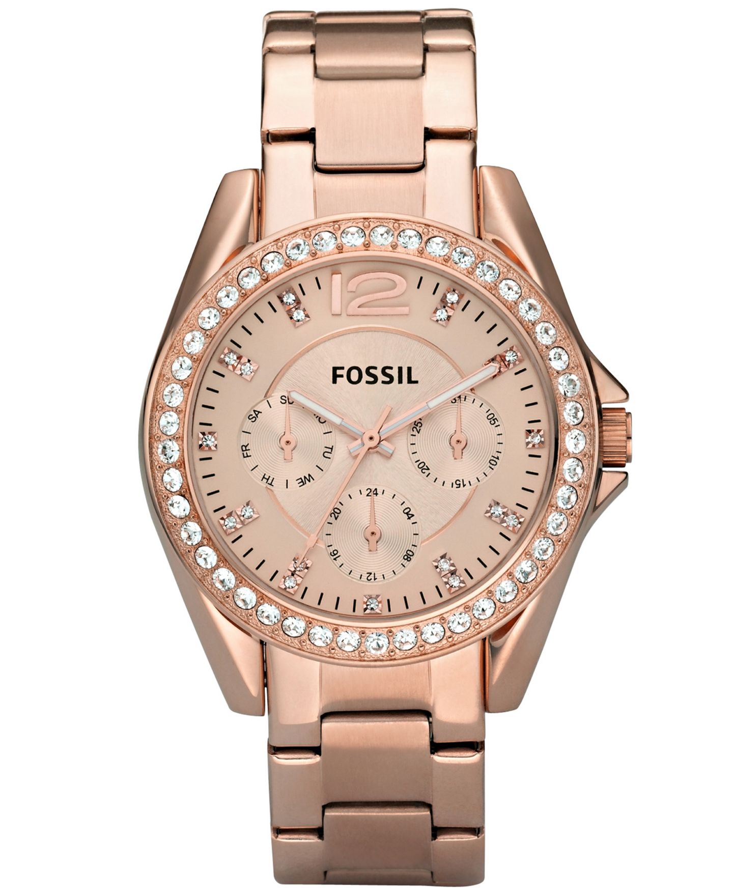 Женские часы Fossil Riley Rose Gold Plated Stainless Steel Bracelet Watch 38mm — фото 1