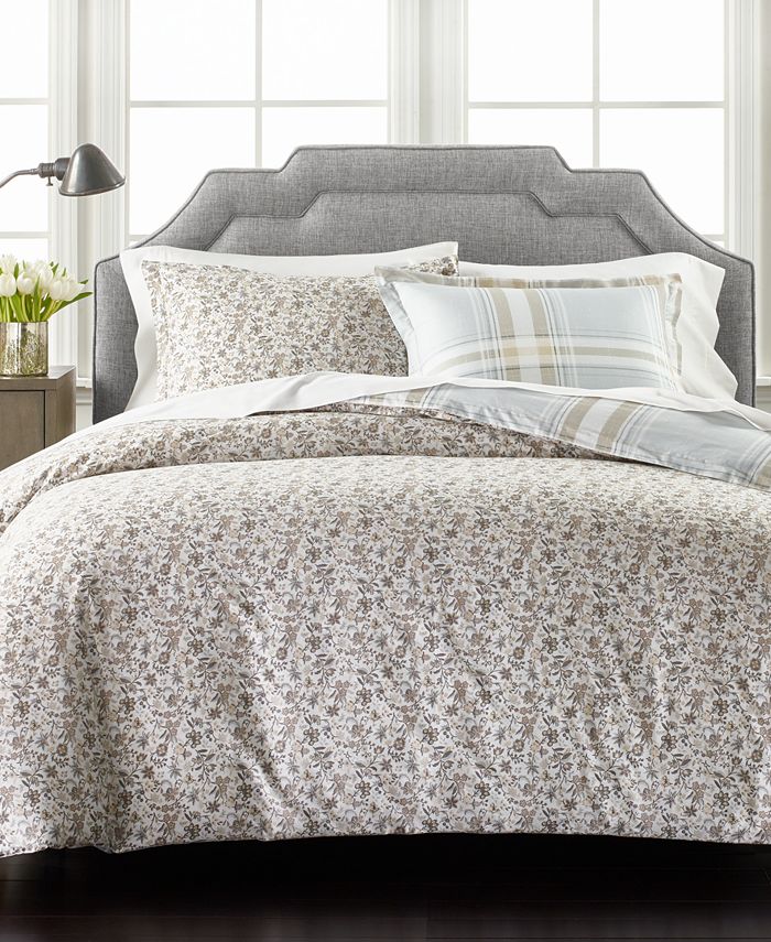 Martha Stewart Collection Percale Gray Plaid Reversible 3Piece King