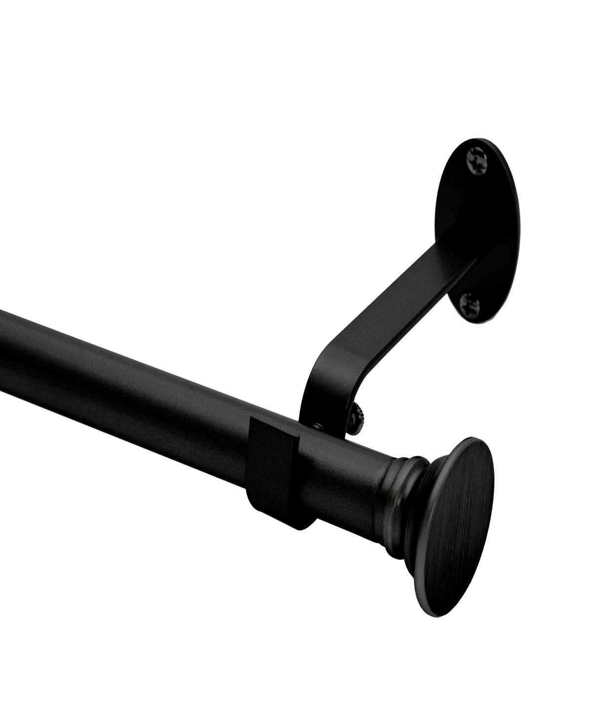 Shaker Adjustable 48"-86" Curtain Rod with Cap Finials - Black