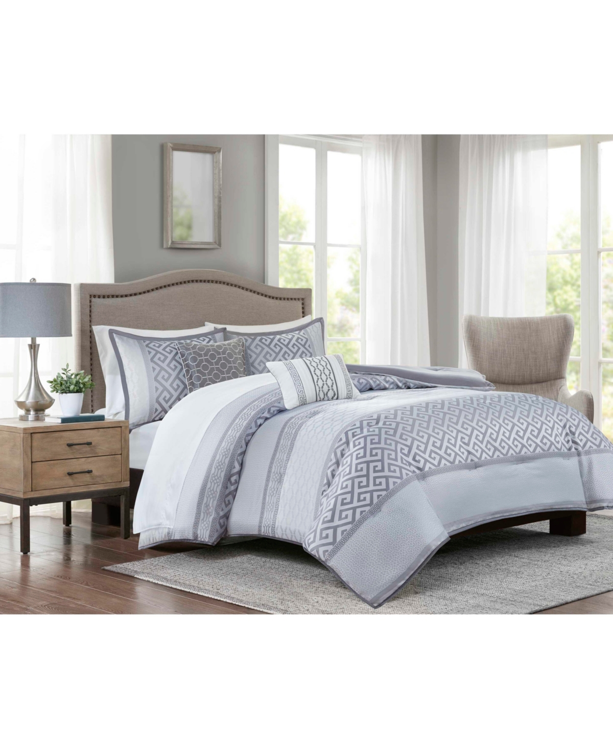 Addison Park Bennett Grey Queen 9-pc. Comforter Set Bedding
